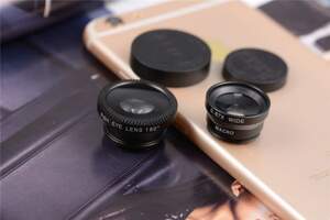 Объектив для телефона Набор 3 в1, линзы Fisheye, широкоугольный+макро
